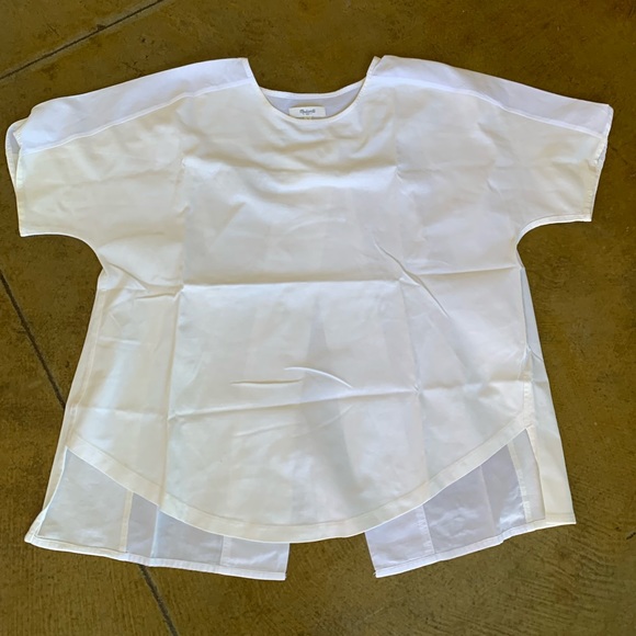 Madewell Cotton Top Tee Blouse Split Back Sz S M - Picture 2 of 12